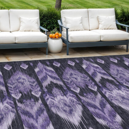 9' X 12' Purple Lavender And Plum Southwestern Washable Indoor Outdoor Area Rug
