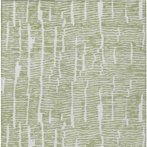 3' X 5' Artichoke Green Green And Ivory Abstract Washable Indoor Outdoor Area Rug