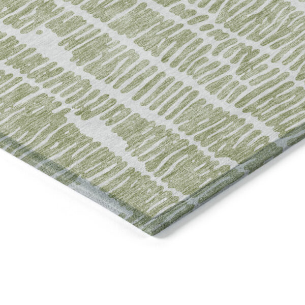 3' X 5' Artichoke Green Green And Ivory Abstract Washable Indoor Outdoor Area Rug