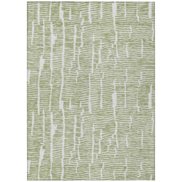 3' X 5' Artichoke Green Green And Ivory Abstract Washable Indoor Outdoor Area Rug