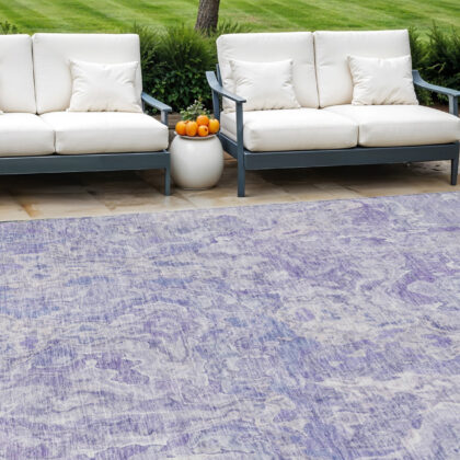 9' X 12' Plum Purple And Lavender Abstract Washable Indoor Outdoor Area Rug