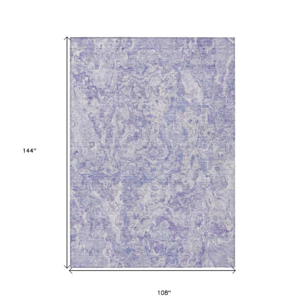 9' X 12' Plum Purple And Lavender Abstract Washable Indoor Outdoor Area Rug