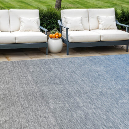 10' X 14' Denim Blue And Gray Ombre Washable Indoor Outdoor Area Rug