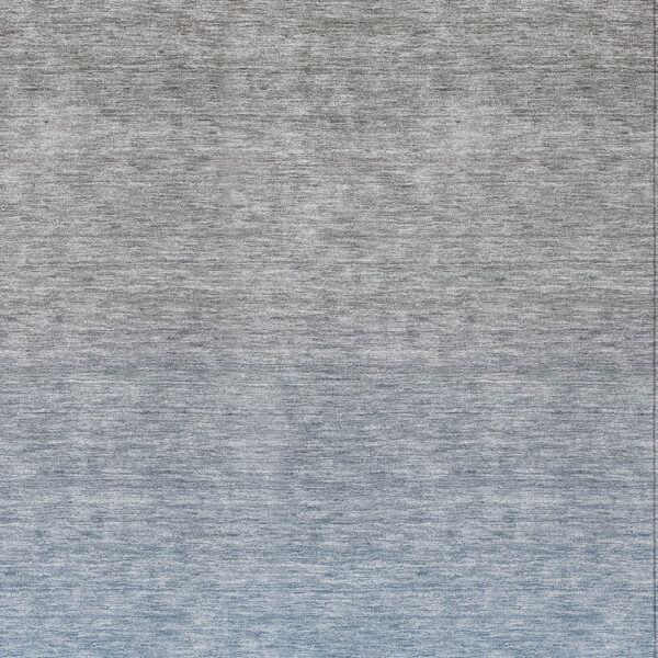 10' X 14' Denim Blue And Gray Ombre Washable Indoor Outdoor Area Rug