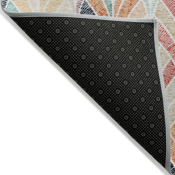 9' X 12' Orange Copper And Gold Geometric Washable Indoor Outdoor Area Rug