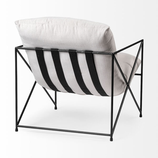 30" Cream and Black Fabric Lounge Chair