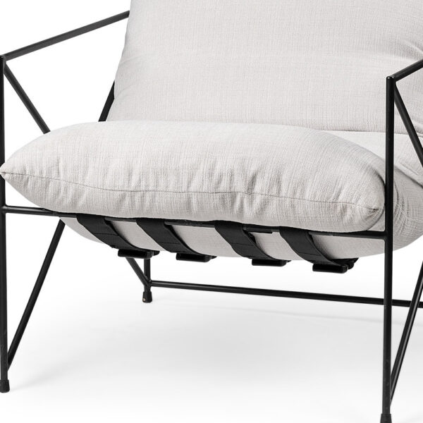 30" Cream and Black Fabric Lounge Chair