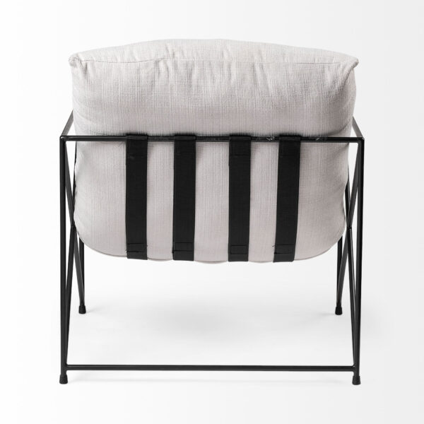 30" Cream and Black Fabric Lounge Chair
