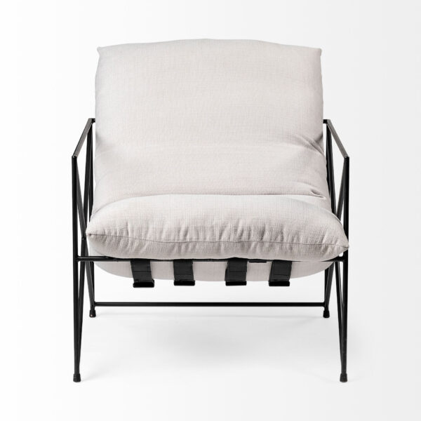 30" Cream and Black Fabric Lounge Chair