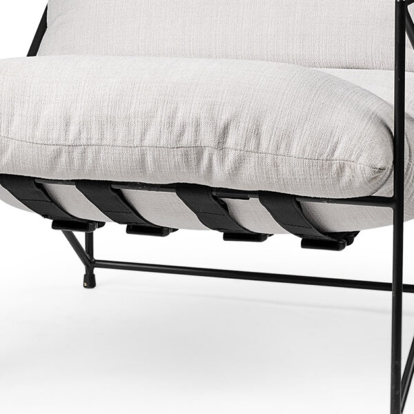 30" Cream and Black Fabric Lounge Chair