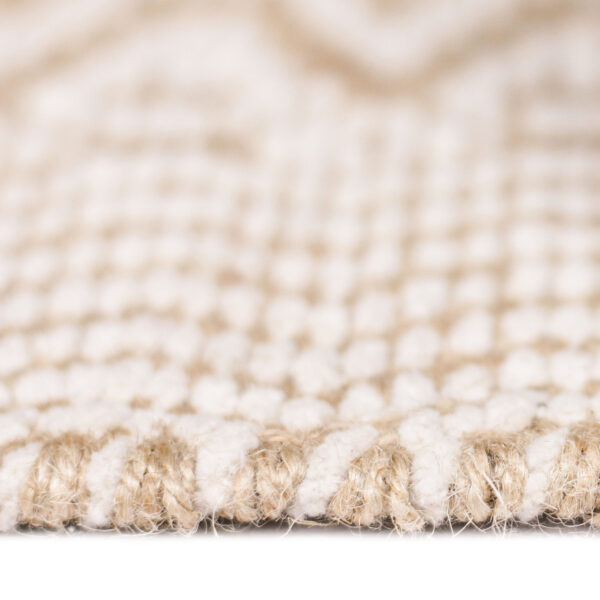 5' x 8' White and Natural Geometric Flatweave Handmade Area Rug