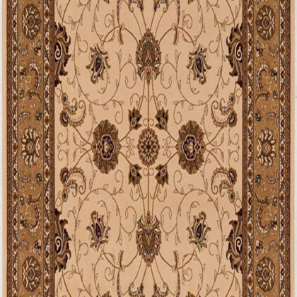 3’ x 20’ Cream and Tan Ornate Border Runner Rug