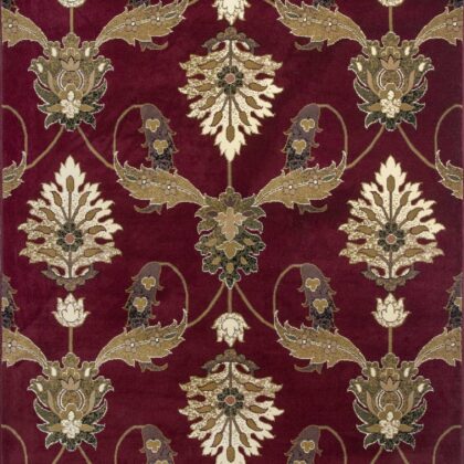 8' Red and Ivory Floral Runner Rug
