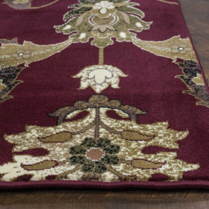 8' Red and Ivory Floral Runner Rug