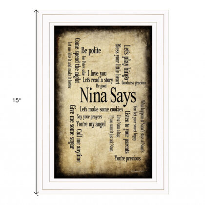 Nina Says 1 White Framed Print Wall Art