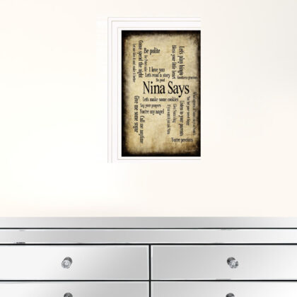 Nina Says 1 White Framed Print Wall Art