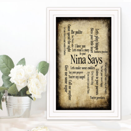 Nina Says 1 White Framed Print Wall Art