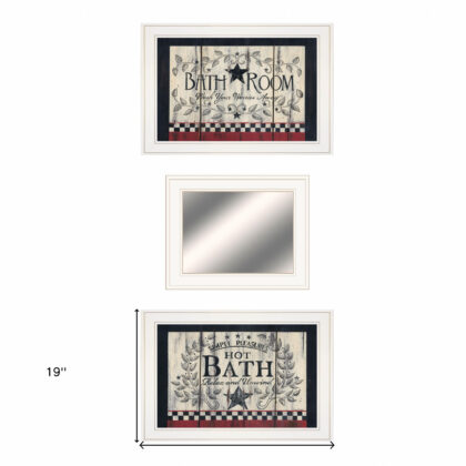 Set Of Three Hot Bath 11 White Framed Print Wall Art