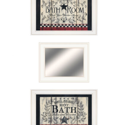 Set Of Three Hot Bath 11 White Framed Print Wall Art