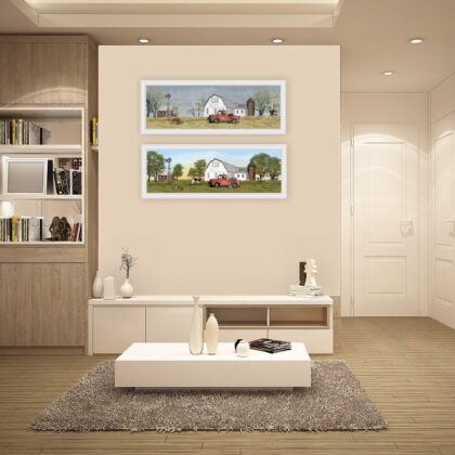 Set Of Two Billy Jacobs Summer Or Spring Seasonal White Frame White Framed Print Wall Art