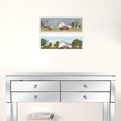 Set Of Two Billy Jacobs Summer Or Spring Seasonal White Frame White Framed Print Wall Art