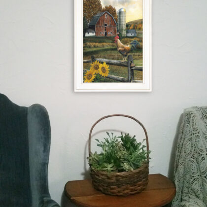 Early Rooster 2 White Framed Print Wall Art
