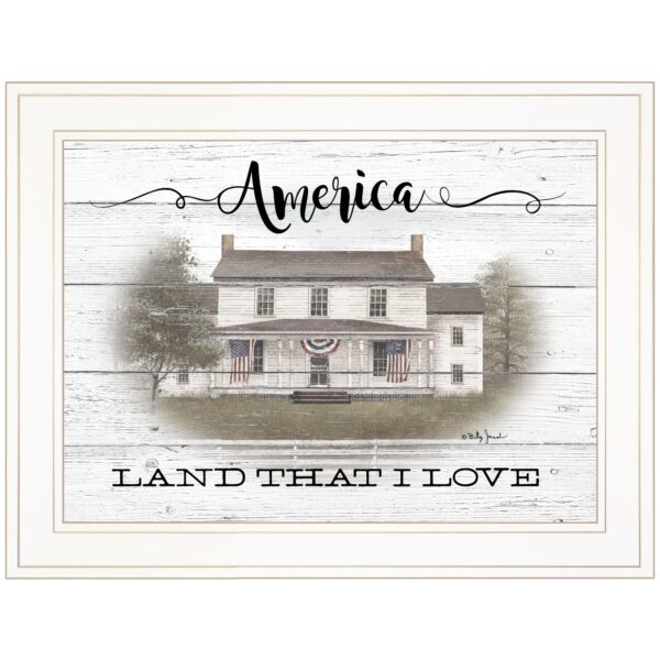 America Land That I Love White Framed Print Wall Art