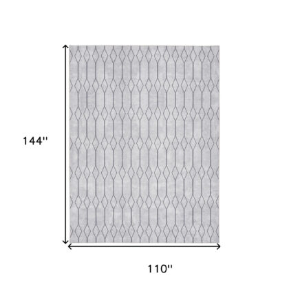 9' x 12' Ivory and Gray Geometric Power Loom Washable Area Rug