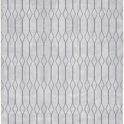9' x 12' Ivory and Gray Geometric Power Loom Washable Area Rug