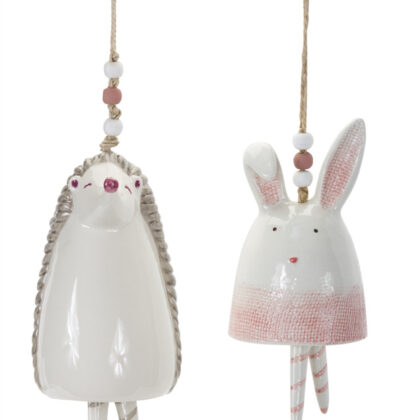 Set Of Four 7" Pink and White Resin Hedgehog Figurine