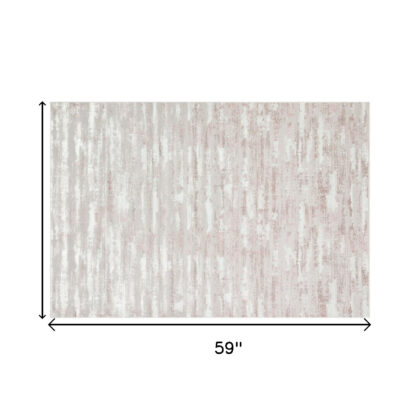 3' X 5' Pink Abstract Washable Non Skid Area Rug