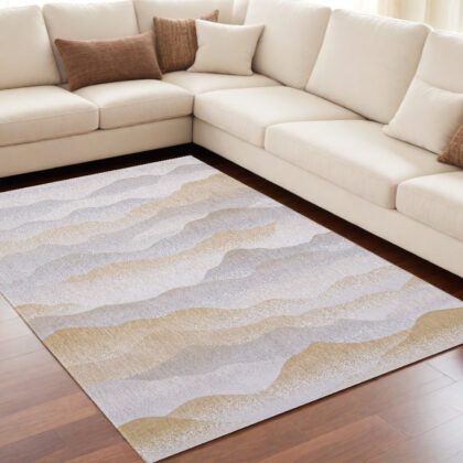 5' x 7' Gray and Brown Abstract Non Skid Area Rug