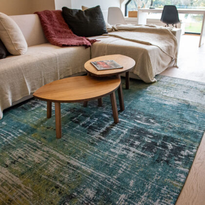 8' x 11' Blue and Green Abstract Non Skid Area Rug
