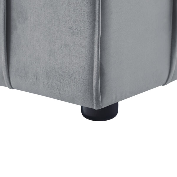 22" Light Gray Velvet And Black Cube Ottoman