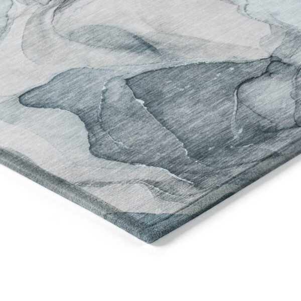 9' X 12' Teal Abstract Washable Non Skid Indoor Outdoor Area Rug