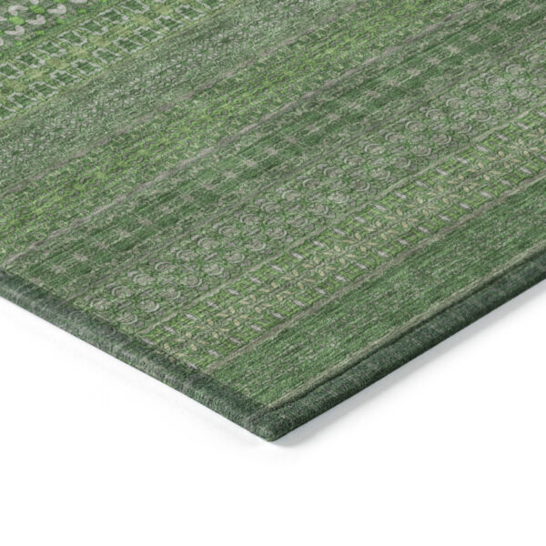 10' X 14' Fern Green Striped Washable Non Skid Indoor Outdoor Area Rug