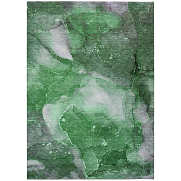 10' X 14' Emerald Abstract Washable Non Skid Indoor Outdoor Area Rug