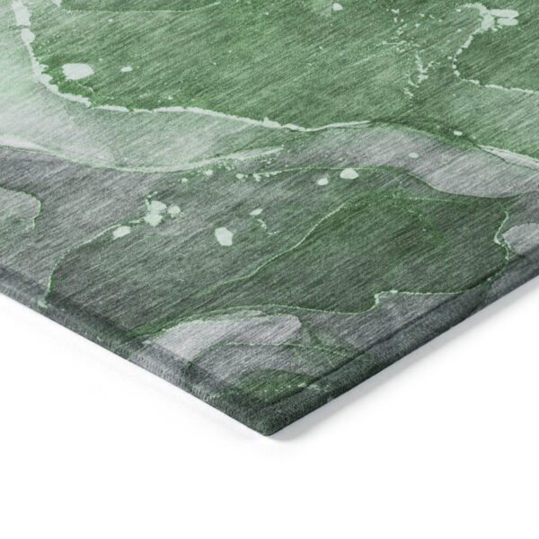 10' X 14' Emerald Abstract Washable Non Skid Indoor Outdoor Area Rug