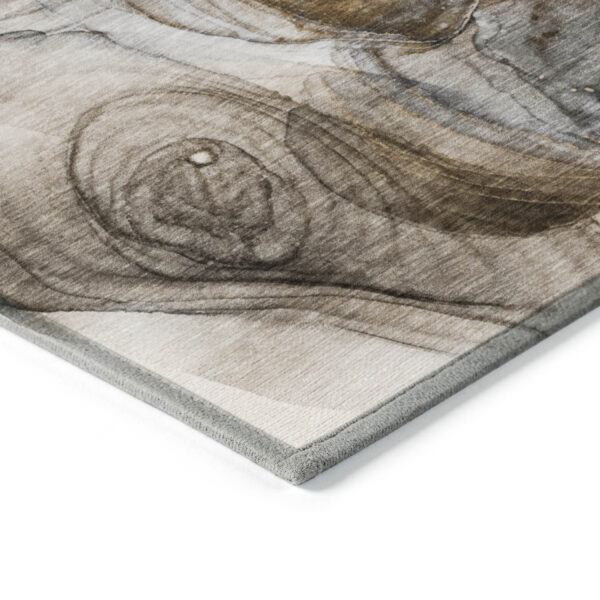 8' Runner Brown Abstract Washable Non Skid Indoor Outdoor Runner Rug