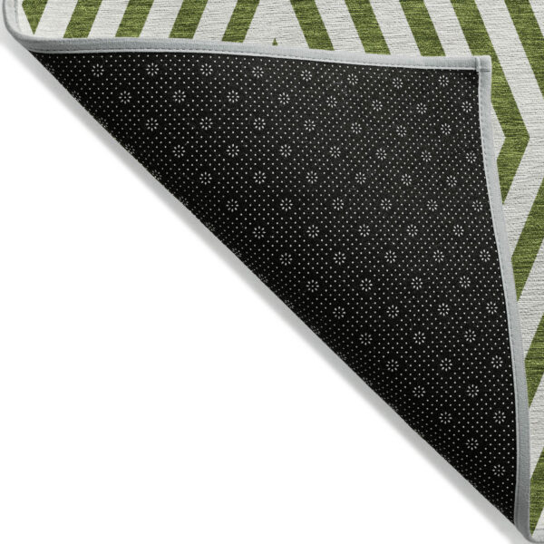 8' X 10' Lime Green and White Geometric Washable Non Skid Indoor Outdoor Area Rug