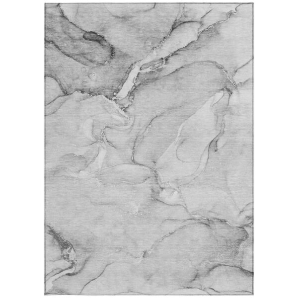 8' X 10' Gray Abstract Washable Non Skid Indoor Outdoor Area Rug