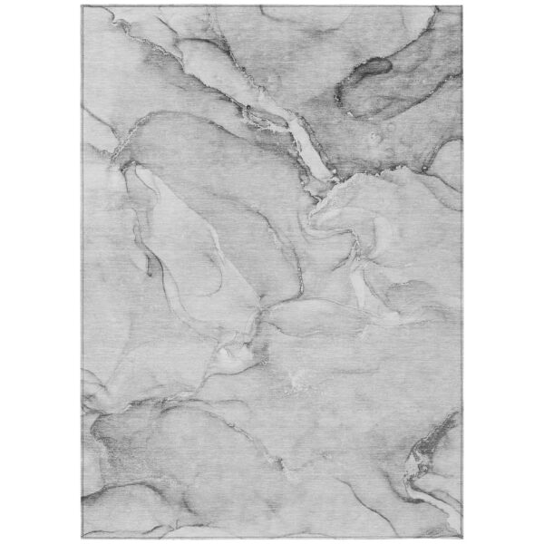 8' X 10' Gray Abstract Washable Non Skid Indoor Outdoor Area Rug