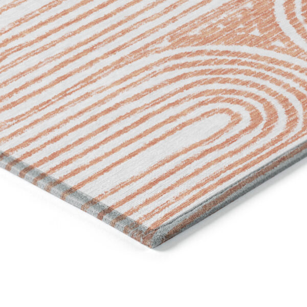 10' X 14' Orange and Ivory Abstract Washable Non Skid Indoor Outdoor Area Rug