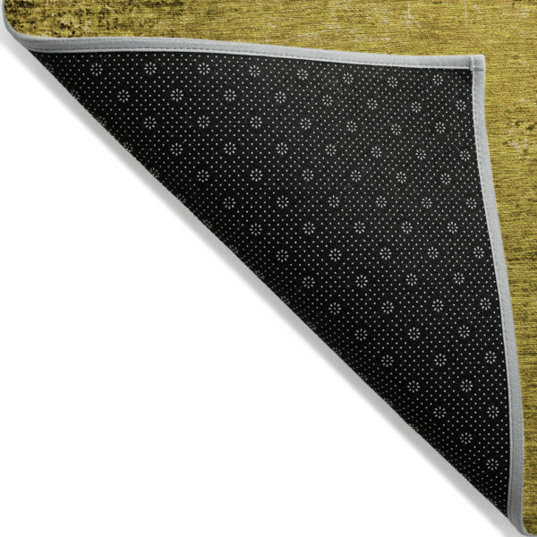 8' Round Gold Round Abstract Washable Non Skid Indoor Outdoor Area Rug