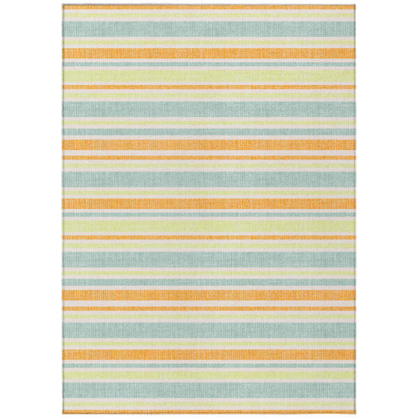 8' X 10' Orange Striped Washable Non Skid Indoor Outdoor Area Rug