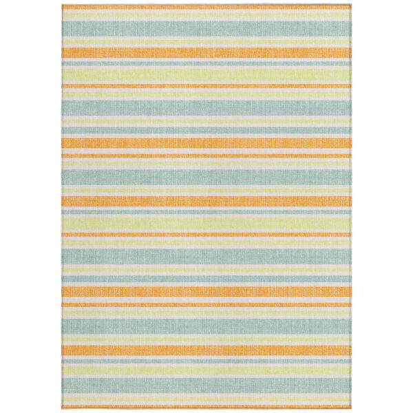 8' X 10' Orange Striped Washable Non Skid Indoor Outdoor Area Rug