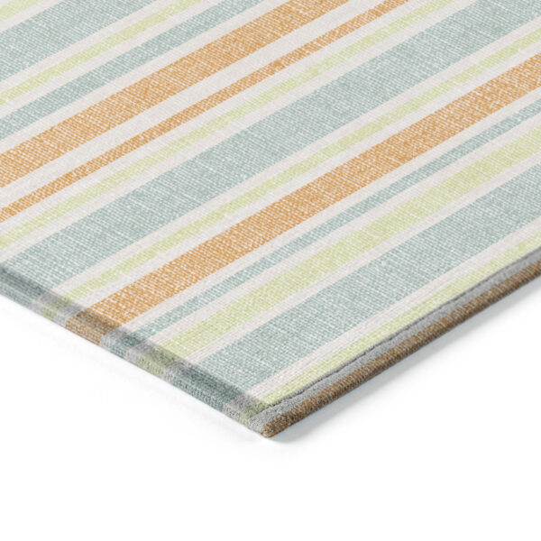 8' X 10' Orange Striped Washable Non Skid Indoor Outdoor Area Rug