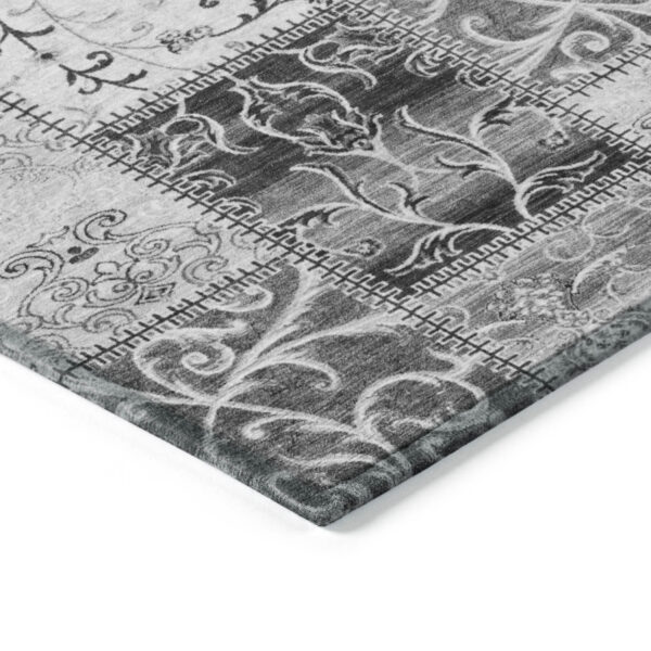 8' X 10' Gray Patchwork Washable Non Skid Indoor Outdoor Area Rug