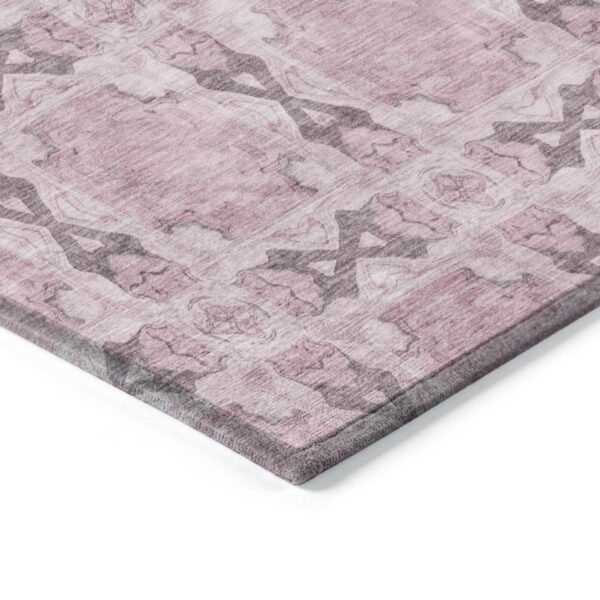 8' X 10' Pink Floral Medallion Washable Non Skid Indoor Outdoor Area Rug