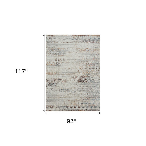8' X 10' Ivory Tribal Distressed Washable Area Rug